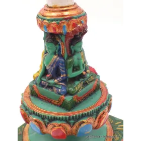 Statuette bouddhiste Stupa tibétain 4 Buddhas 15 cm - Statuettes bouddhistes tibétaines artisanales