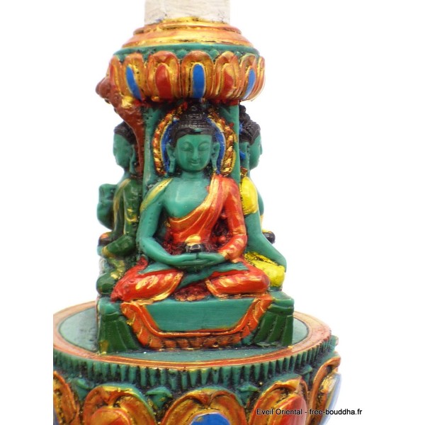 Stupa tibétain 4 Buddhas 15 cm Objets rituels bouddhistes STUPAN8