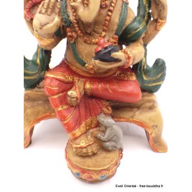 Statuette Ganesh rouge en résine, 13 cm, artisanale du Népal.