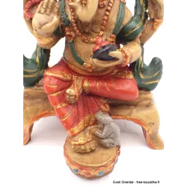 Statuette bouddhiste Dieu Ganesh rouge assis - Statuettes bouddhistes tibétaines artisanales