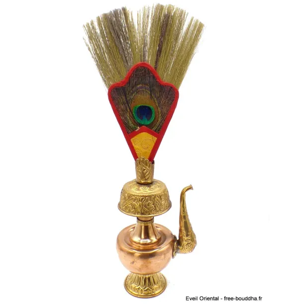 Bhumpa tibétain en cuivre avec plume 19 cm - Objets rituels bouddhistes