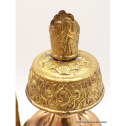 Bhumpa tibétain en cuivre avec plume 19 cm Objets rituels bouddhistes BHUM2