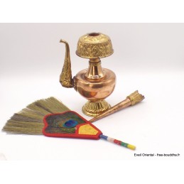 Bhumpa tibétain en cuivre avec plume 19 cm Objets rituels bouddhistes BHUM2