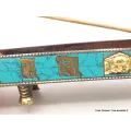 Porte encens tibétain cuivre et turquoise, mantra de Chenrezi - Porte-encens tibétains