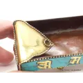 Porte encens tibétain cuivre et turquoise, mantra de Chenrezi - Porte-encens tibétains