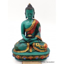 Statuette Bouddha en méditation résine verte Objets rituels bouddhistes BV1