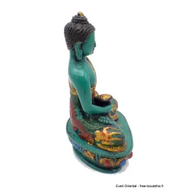 Statuette tibétaine Bouddha en méditation résine verte - Statuettes bouddhistes tibétaines artisanales