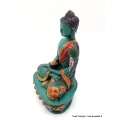 Statuette tibétaine Bouddha en méditation résine verte - Statuettes bouddhistes tibétaines artisanales
