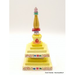 Stupa tibétain en bois peint à la main Artisanat tibétain bouddhiste STU10