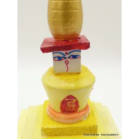 Stupa tibétain en bois peint à la main - Objets rituels bouddhistes