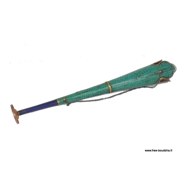 Radong Dungshen Trompette tibétaine et pierres naturelles Instrument de musique Bouddhiste RAD1