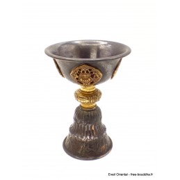 Lampe à beurre tibétaine 12 cm patine antique Objets rituels bouddhistes UN12