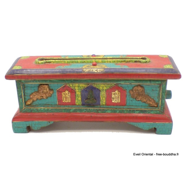 Exclusif brûleur d'encens bouddhiste serti de pierres Encens tibétains, accessoires BEPN1