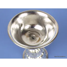 Lampe à beurre tibétaine 12 cm plaqué argent - Lampe à beurre bouddhiste
