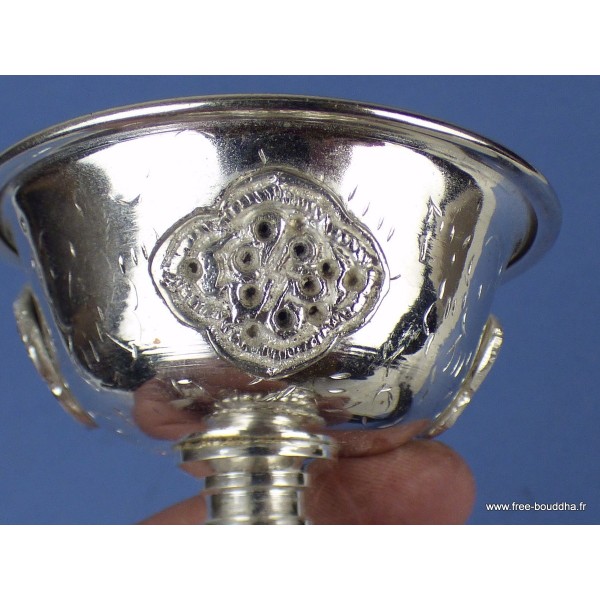 Lampe à beurre tibétaine 12 cm plaqué argent Lampe à beurre bouddhiste lamp33