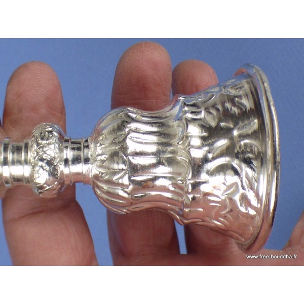 Lampe à beurre tibétaine 12 cm plaqué argent Lampe à beurre bouddhiste lamp33