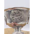 Lampe à beurre tibétaine 12 cm plaqué argent - Lampe à beurre bouddhiste