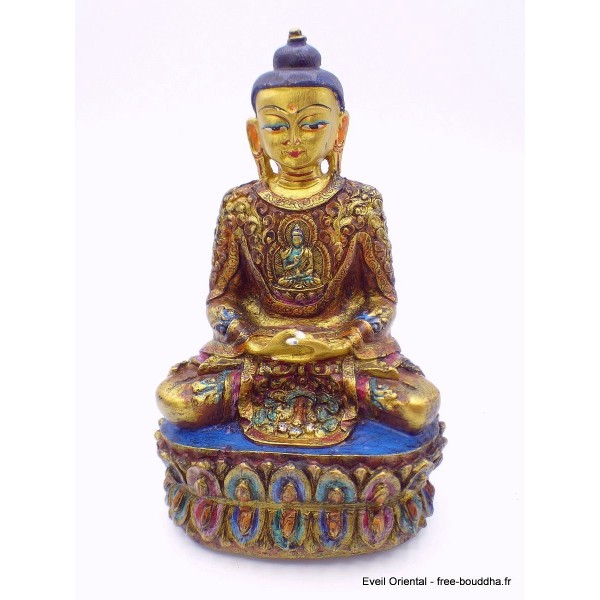 Statuette de Bouddha peinte or Objets rituels bouddhistes BOU15