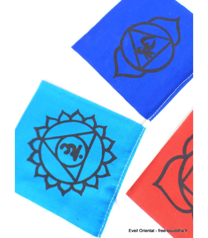 Drapeaux tibétains 7 chakras Objets rituels bouddhistes DRAP2