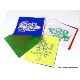 Guirlande de 10 drapeaux tibétains Ganesh Drapeaux tibétains PEA2