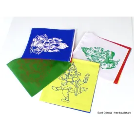 Guirlande de 10 drapeaux tibétains Ganesh - Drapeaux tibétains