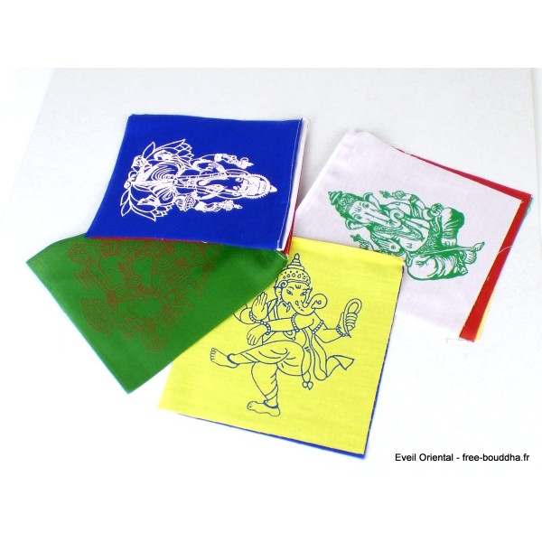 Guirlande de 10 drapeaux tibétains Ganesh Drapeaux tibétains PEA2