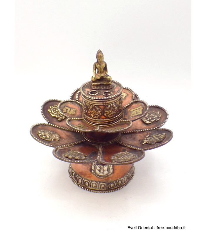Brûleur d'encens tibétain double Lotus Bouddha Brûleurs et porte-encens AA25.3 Brûleur d'encens tibétain double Lotus Bouddha Brûleurs et porte-encens AA25.3