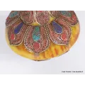 Boîte à bijoux tibétaine en Ambre et métal vieilli - Artisanat tibétain bouddhiste