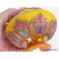 Boîte à bijoux tibétaine en Ambre et métal vieilli - Artisanat tibétain bouddhiste