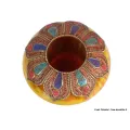 Boîte à bijoux tibétaine en Ambre et métal vieilli - Artisanat tibétain bouddhiste