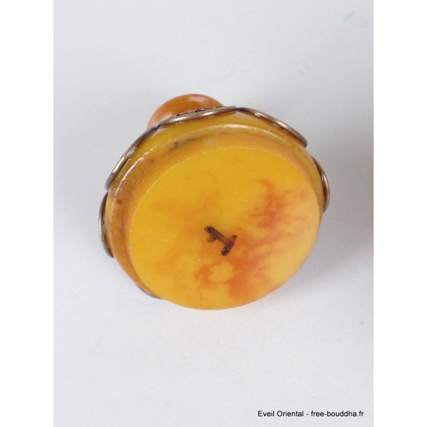 Boîte à bijoux tibétaine en Ambre et métal vieilli Artisanat tibétain bouddhiste BAT6.3