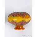 Boîte à bijoux tibétaine en Ambre et métal vieilli - Artisanat tibétain bouddhiste
