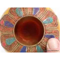 Boîte à bijoux tibétaine en Ambre et métal vieilli - Artisanat tibétain bouddhiste
