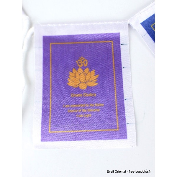 7 Drapeaux tibétains cartonnés 7 chakras Objets rituels bouddhistes DRACA1