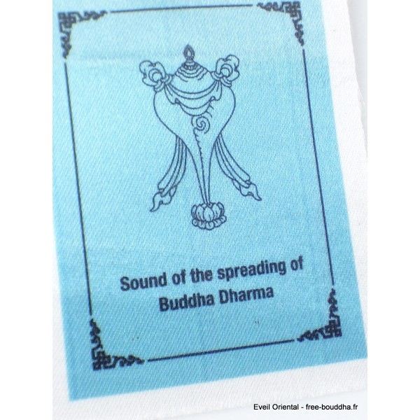 Guirlande de 8 drapeaux tibétains cartonnés signes auspicieux Objets rituels bouddhistes DRACA3