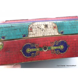 Boîte à bijoux bouddhiste look antique Artisanat tibétain bouddhiste BAT16