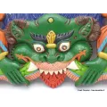 Décoration murale en bois Mahakala peint à la main - Statuettes bouddhistes tibétaines artisanales