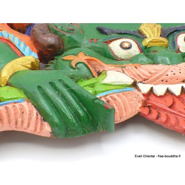 Décoration murale en bois Mahakala peint à la main Statuettes Bouddhistes CHEP2