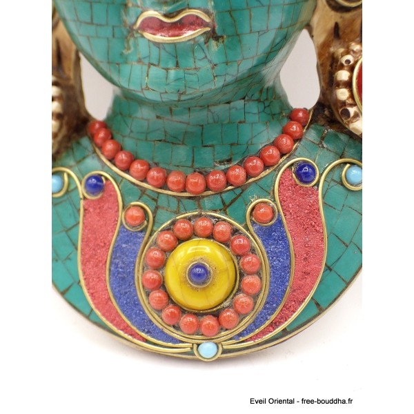 Masque de Tara en résine serti de pierres Statuettes Bouddhistes MATV5