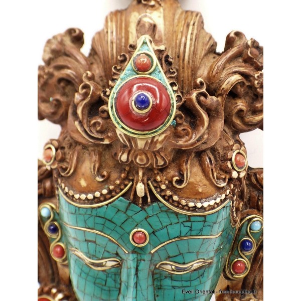 Masque de Tara en résine serti de pierres Statuettes Bouddhistes MATV5