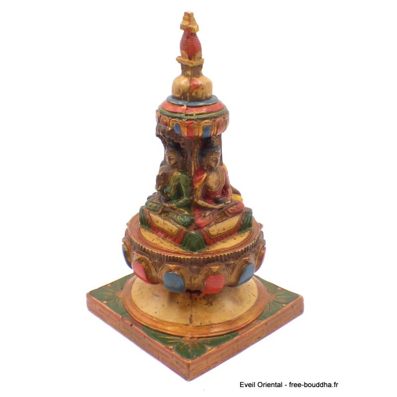 Stupa bouddhiste peint à la main 15 cm Objets rituels bouddhistes STUPA50