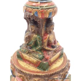 Stupa bouddhiste peint à la main 15 cm Statuettes Bouddhistes STUPA50