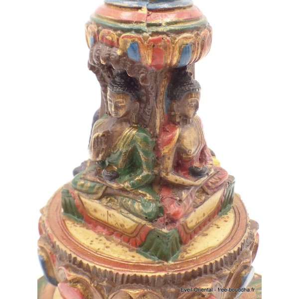 Stupa bouddhiste peint à la main 15 cm Statuettes Bouddhistes STUPA50