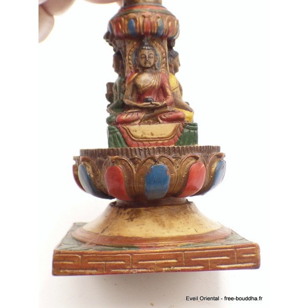 Stupa bouddhiste peint à la main 15 cm Statuettes Bouddhistes STUPA50