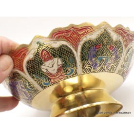 Grand bol d'offrande laiton émaillé 19 cm plusieurs coloris Bols d'offrandes bouddhistes GBOL1