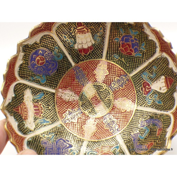 Grand bol d'offrande laiton émaillé 19 cm plusieurs coloris Bols d'offrandes bouddhistes GBOL1