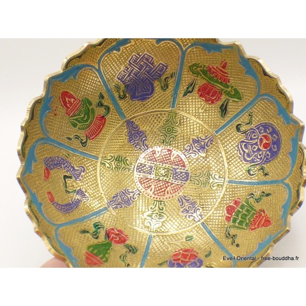 Grand bol d'offrande laiton émaillé 19 cm plusieurs coloris Bols d'offrandes bouddhistes GBOL1