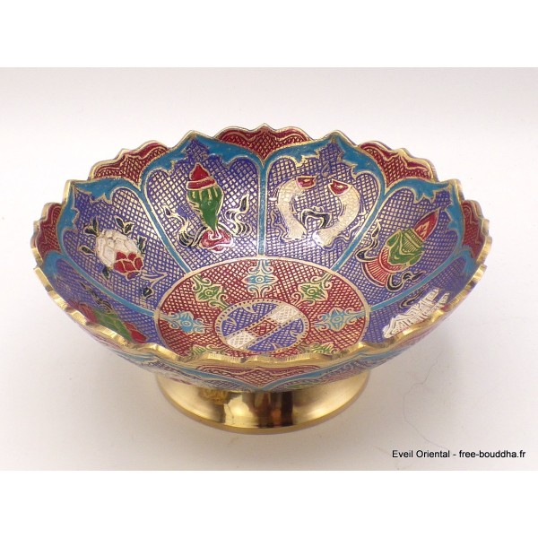 Grand bol d'offrande laiton émaillé 19 cm plusieurs coloris Bols d'offrandes bouddhistes GBOL1