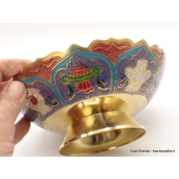 Grand bol d'offrande laiton émaillé 19 cm plusieurs coloris Bols d'offrandes bouddhistes GBOL1