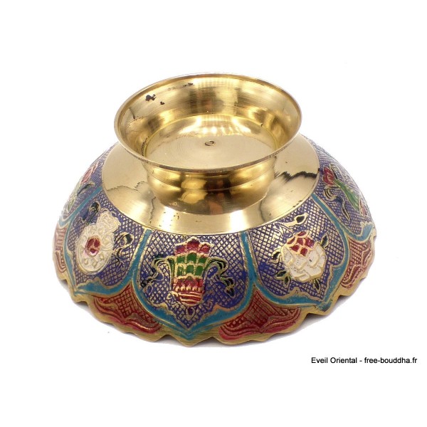Grand bol d'offrande laiton émaillé 19 cm plusieurs coloris Bols d'offrandes bouddhistes GBOL1